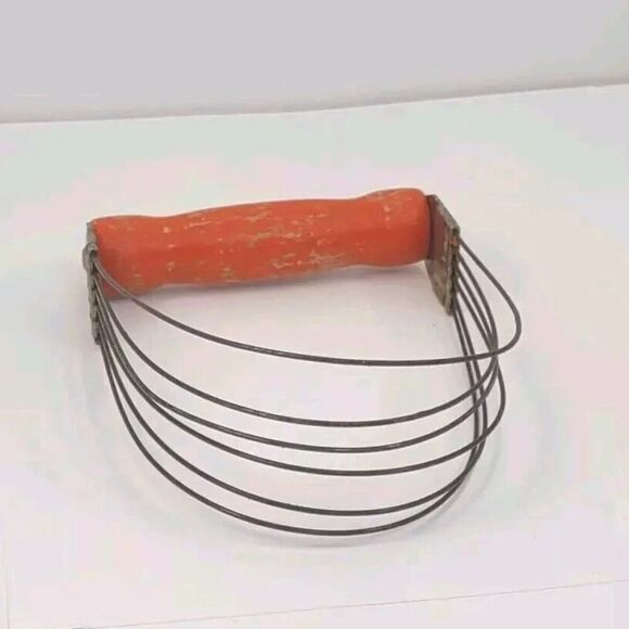 Androck Orange Wood Handle Dough Blender Flour Cutter Farmhouse Decor Kitchen - Picture 2 of 9